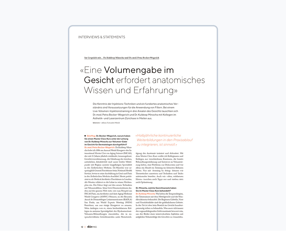 Eine Volumengabe im Gesicht erfordert anatomisches Wissen und Erfahrung