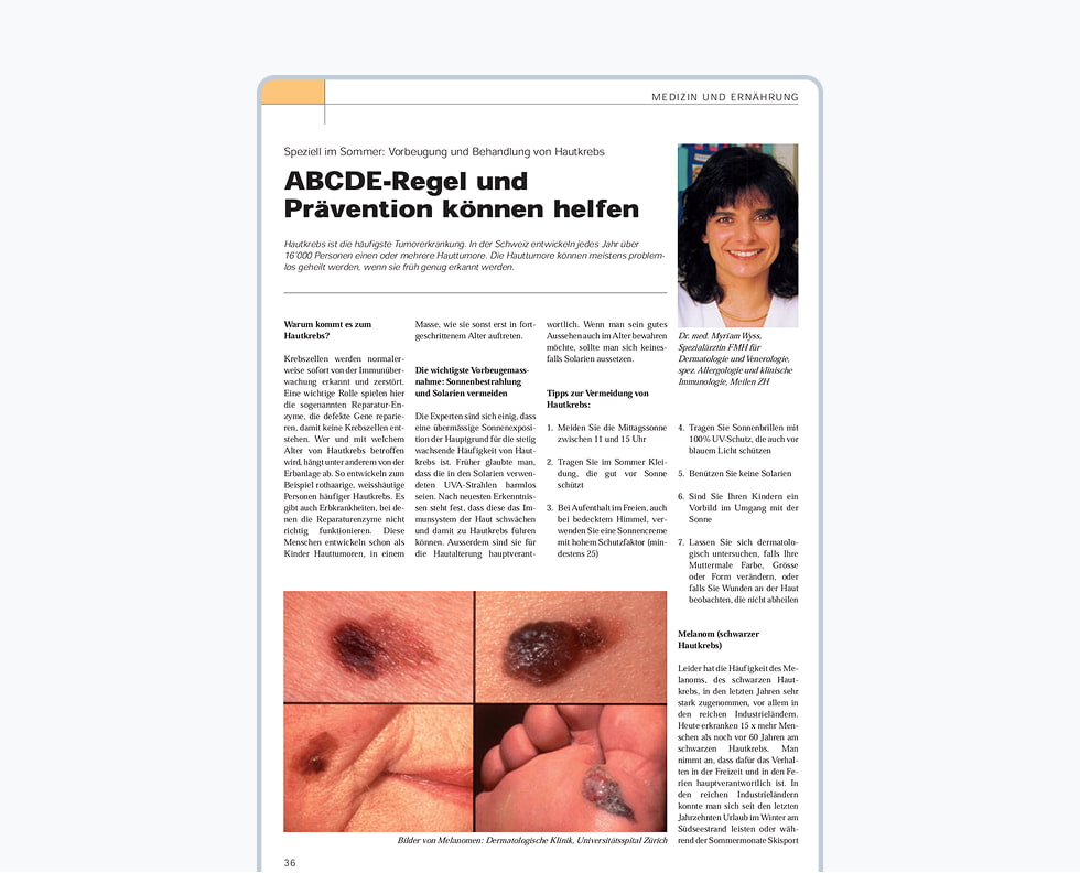 Vorbeugung und Behandlung von Hautkrebs