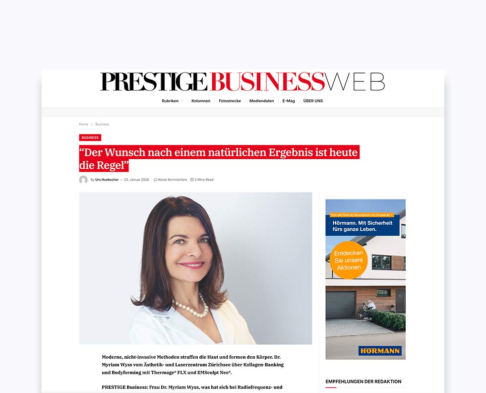 Interview von Frau Dr. Wyss Fopp bei PRESTIGE BUSINESS